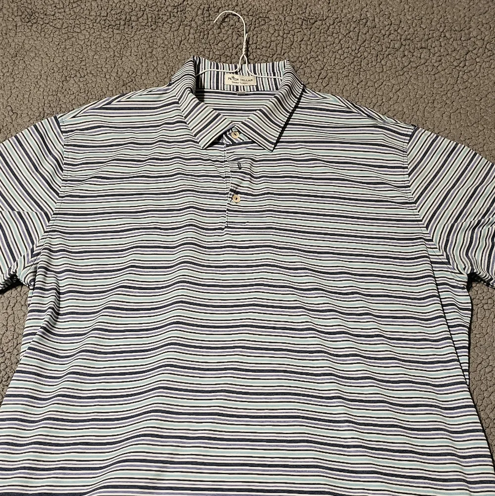 Striped Peter Millar Golf Shirt - Picture 1 of 3